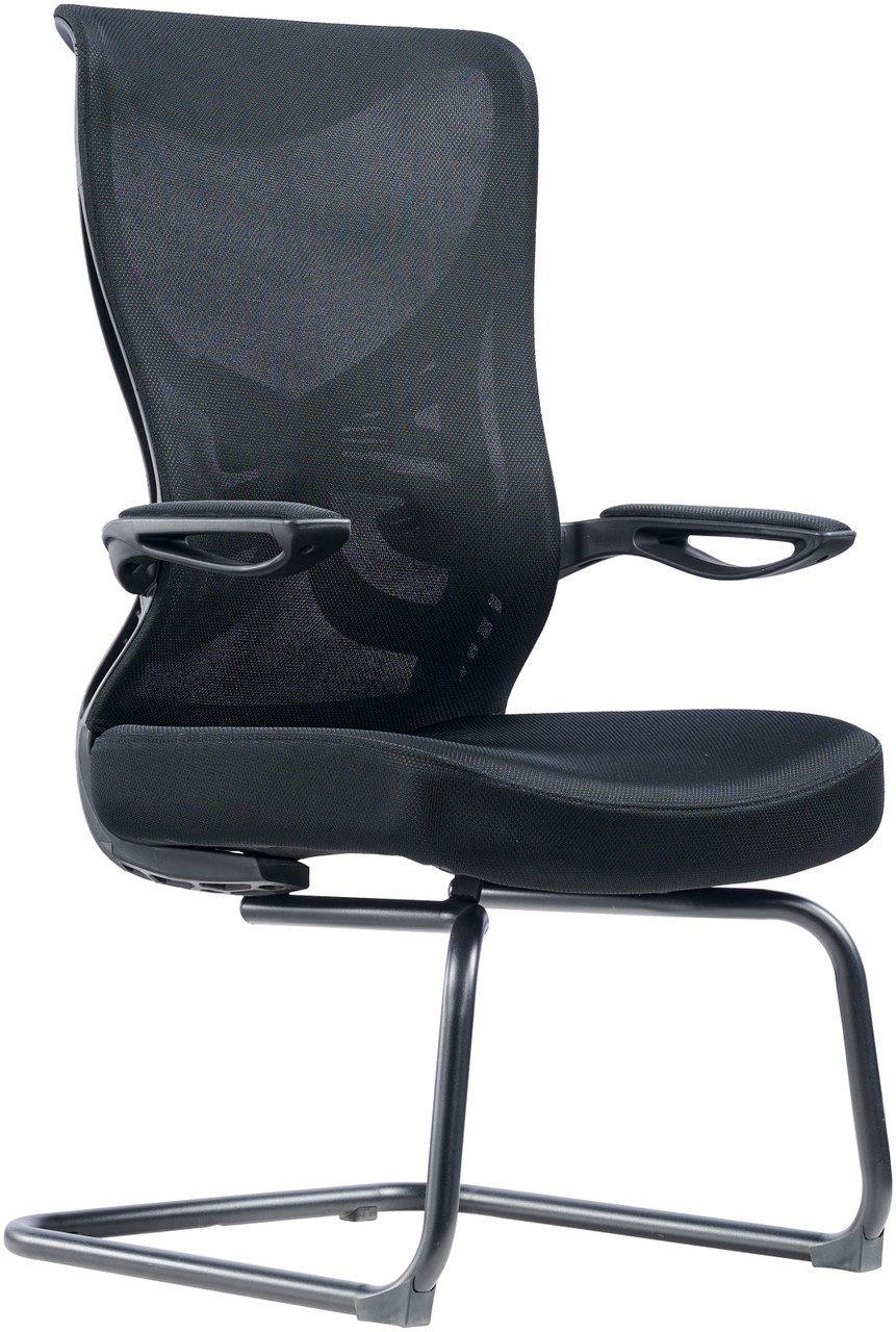 Кресло для посетителей 879C Black с сетчатой спинкой черное